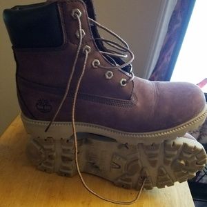 Ladies Purple Timberland Boots size 10